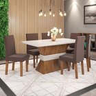 Conjunto Sala De Jantar Mesa Nina 160x90cm Tampo Vidro/mdf Co