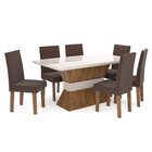 Conjunto Sala De Jantar Mesa Nina 160x90cm Tampo Vidro/mdf Co