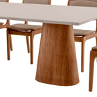 Conjunto Sala De Jantar Mesa Noronha 220cm Com Vidro E 8 Cade