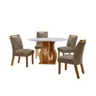 Conjunto Sala De Jantar Mesa Nuance 110cm Redonda Tampo Vidro