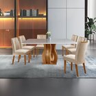 Conjunto Sala De Jantar Mesa Nuance 135cm Quad Tampo Vidro/md