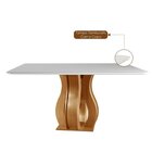 Conjunto Sala De Jantar Mesa Nuance 135cm Quad Tampo Vidro/md