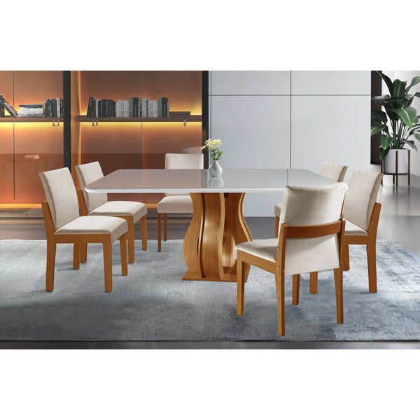 Conjunto Sala De Jantar Mesa Nuance 135cm Quadrada Tampo Vidr