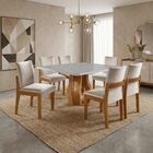 Conjunto Sala De Jantar Mesa Nuance 135cm Quadrada Tampo Vidr