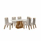 Conjunto Sala De Jantar Mesa Nuance Com Tampo De Vidro 6 Cade