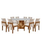 Conjunto Sala De Jantar Mesa Nuance Tampo Vidro/mdp Com 8 Cad