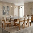 Conjunto Sala De Jantar Mesa Nuance Tampo Vidro/mdp Com 8 Cad