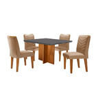 Conjunto Sala De Jantar Mesa Olímpia 90cm Tampo Em Mdf Canto