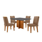 Conjunto Sala De Jantar Mesa Olímpia 90cm Tampo Em Mdf Canto