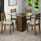Conjunto Sala De Jantar Mesa Onix Tampo Em Vidro 1,00m 4 Cade