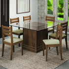 Conjunto Sala De Jantar Mesa Onix Tampo Em Vidro 1,36m 6 Cade