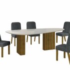 Conjunto Sala De Jantar Mesa Orgânica Com Vidro 6 Cadeiras Is