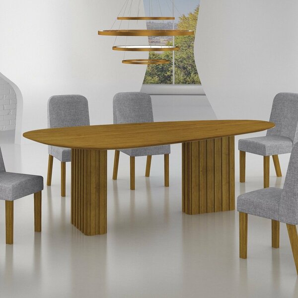 Conjunto Sala De Jantar Mesa Orgânica Mdf 6 Cadeiras Isis Fre