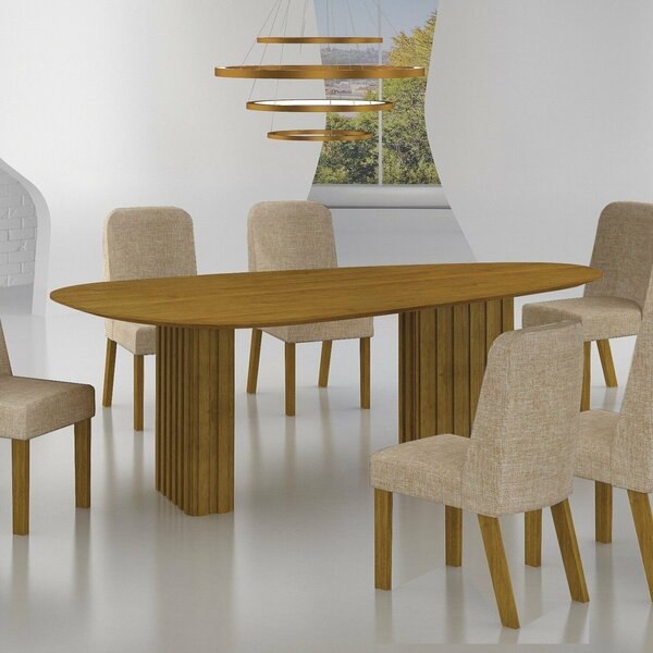 Conjunto Sala De Jantar Mesa Orgânica Mdf 6 Cadeiras Isis Fre