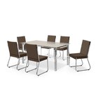 Conjunto Sala De Jantar Mesa Ortenia Tampo Vidro Com 6 Cadeir