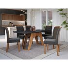 Conjunto Sala De Jantar Mesa Paloma 180x90cm Tampo Vidro/mdf