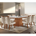 Conjunto Sala De Jantar Mesa Pietra 8 Cadeiras Madri Tampo Md