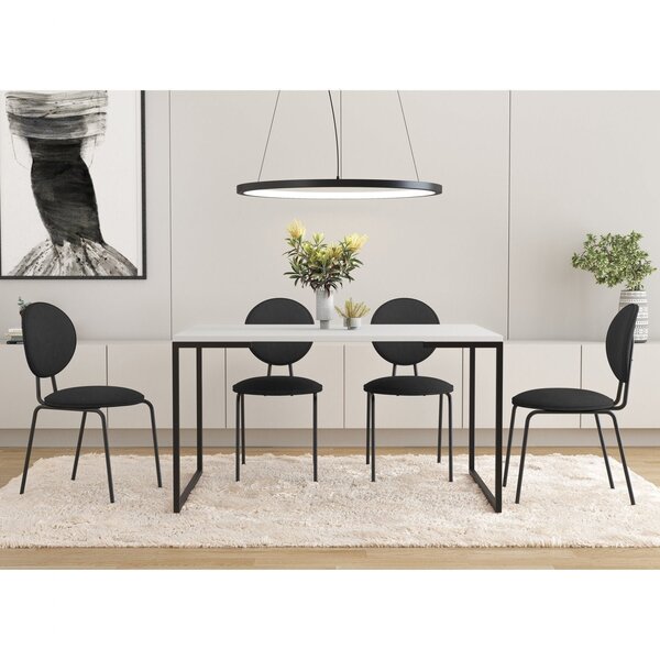 Conjunto Sala De Jantar Mesa Porto Estilo Industrial Com 4 Ca