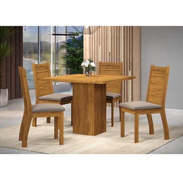 Conjunto Sala De Jantar Mesa Potenza E 4 Cadeiras Napoli Viero