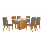 Conjunto Sala De Jantar Mesa Prada Com Tampo De Vidro 180cm E