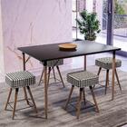 Conjunto Sala De Jantar Mesa Preto C/ 4 Bancos Baixo Cardan