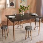 Conjunto Sala De Jantar Mesa Preto C/ 4 Bancos Retrô Cardan