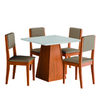 Conjunto Sala De Jantar Mesa Quadrada 0,90m 4 Cadeiras Trento