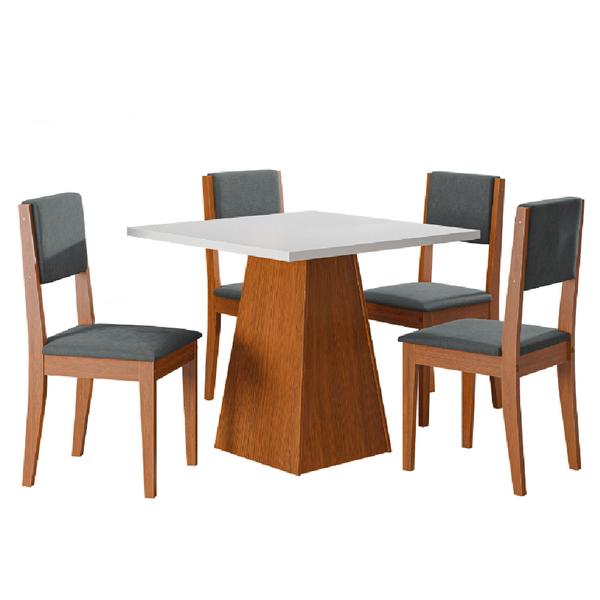 Conjunto Sala De Jantar Mesa Quadrada 4 Cadeiras Trento Dobuê