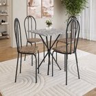 Conjunto Sala De Jantar Mesa Quadrada 70cm Tampo Granito Com
