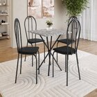 Conjunto Sala De Jantar Mesa Quadrada 70cm Tampo Granito Com