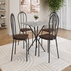 Conjunto Sala De Jantar Mesa Quadrada 70cm Tampo Granito Com