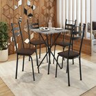 Conjunto Sala De Jantar Mesa Quadrada 70cm Tampo Granito Com