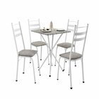 Conjunto Sala De Jantar Mesa Quadrada 70cm Tampo Granito Com