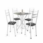 Conjunto Sala De Jantar Mesa Quadrada 70cm Tampo Granito Com