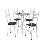 Conjunto Sala De Jantar Mesa Quadrada 70cm Tampo Granito Com