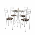 Conjunto Sala De Jantar Mesa Quadrada 70cm Tampo Granito Com