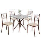 Conjunto Sala De Jantar Mesa Quadrada 70x70cm Tampo Granito T