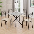 Conjunto Sala De Jantar Mesa Quadrada 70x70cm Tampo Granito T