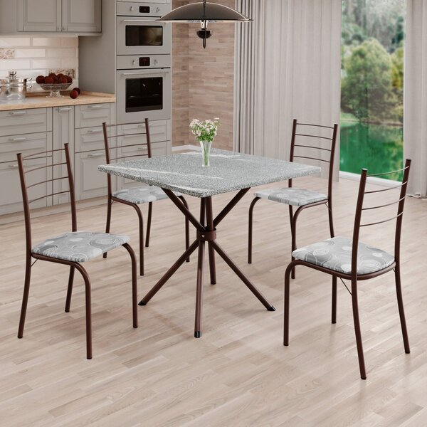 Conjunto Sala De Jantar Mesa Quadrada 70x70cm Tampo Granito T