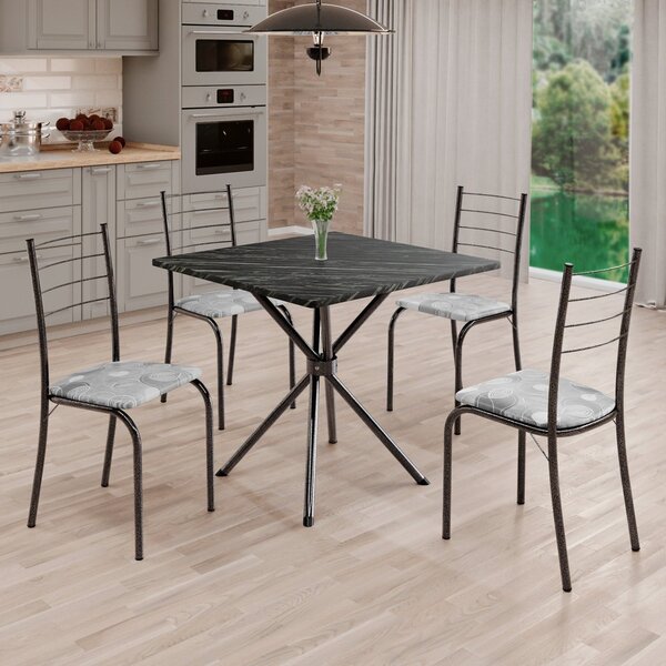 Conjunto Sala De Jantar Mesa Quadrada 70x70cm Tampo Madeira M