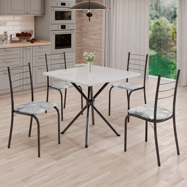 Conjunto Sala De Jantar Mesa Quadrada 70x70cm Tampo Madeira M