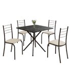 Conjunto Sala De Jantar Mesa Quadrada 70x70cm Tampo Madeira M