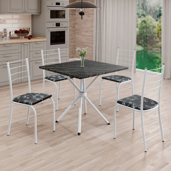 Conjunto Sala De Jantar Mesa Quadrada 70x70cm Tampo Madeira M