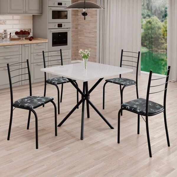 Conjunto Sala De Jantar Mesa Quadrada 70x70cm Tampo Madeira M