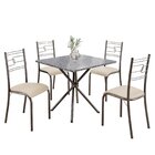 Conjunto Sala De Jantar Mesa Quadrada 75x75cm Tampo Granito O