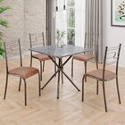 Conjunto Sala De Jantar Mesa Quadrada 75x75cm Tampo Granito O