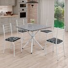 Conjunto Sala De Jantar Mesa Quadrada 75x75cm Tampo Granito O