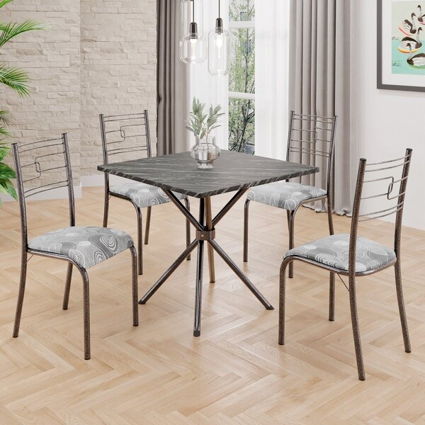 Conjunto Sala De Jantar Mesa Quadrada 75x75cm Tampo Mdp Ardós