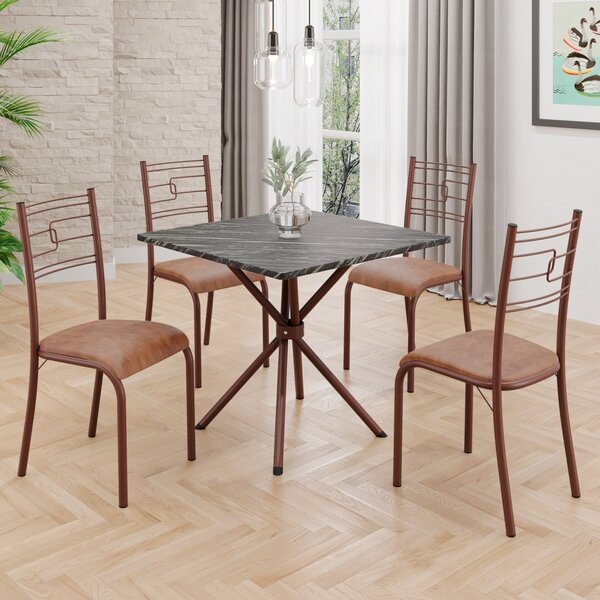 Conjunto Sala De Jantar Mesa Quadrada 75x75cm Tampo Mdp Ardós