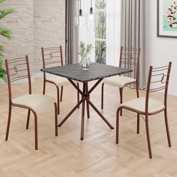 Conjunto Sala De Jantar Mesa Quadrada 75x75cm Tampo Mdp Ardós